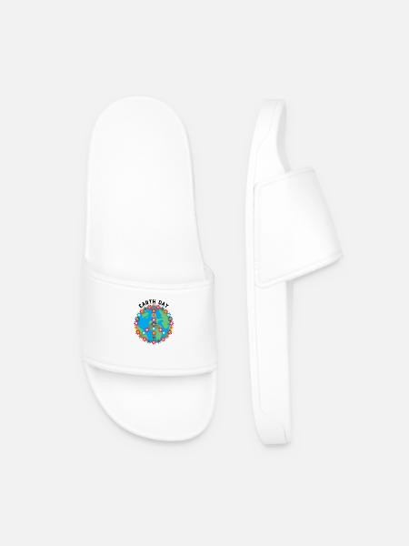 Earth day Peace - Men’s Pool Sliders - white