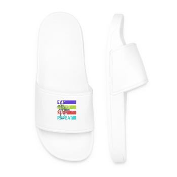 Eat, Sleep, Surf, Repeat - Men’s Pool Sliders - white - Front