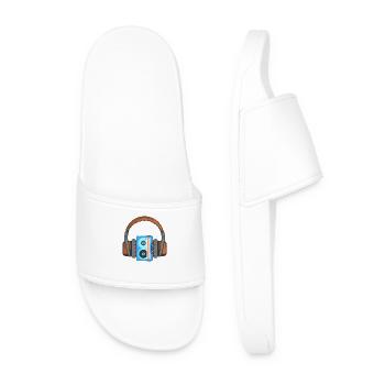 Headphones and audio cassette - Men’s Pool Sliders - white - Front