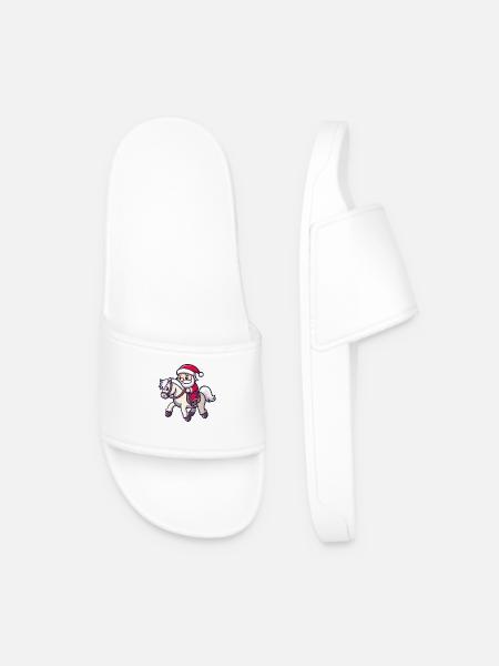 Horse Santa Claus - Men’s Pool Sliders - white
