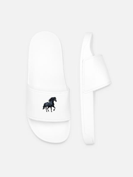 Black Stallion Silhouette - Men’s Pool Sliders - white