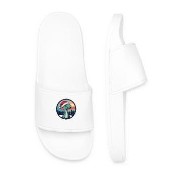 Dinosaur brontosaurus Christmas X-Mas - Men’s Pool Sliders - white - Front
