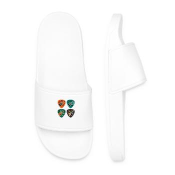 Vintage Guitar Pick Guitarist Gift - Men’s Pool Sliders - white - Front