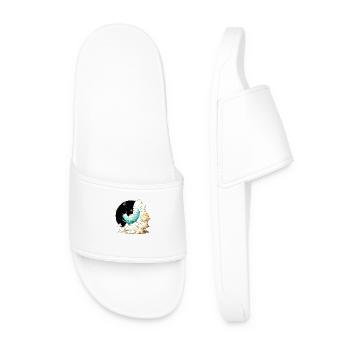 Whale and Petunias - Men’s Pool Sliders - white - Front