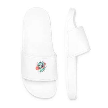 Gamer Dino - Cute and Playful - Men’s Pool Sliders - white - Front