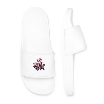 Hyena Santa Claus Cartoon - Men’s Pool Sliders - white - Front