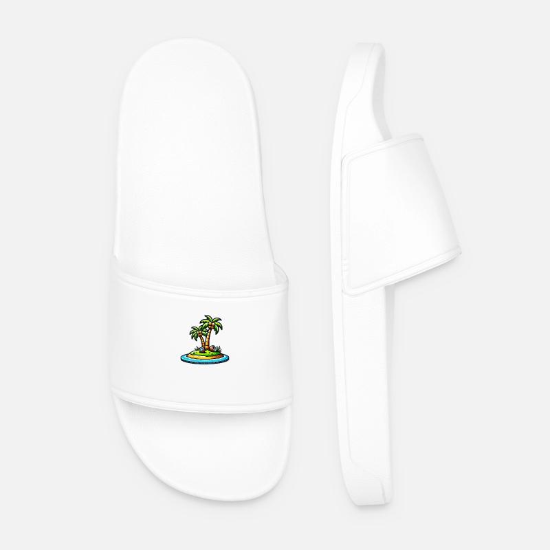 palmen insel - Männer Badelatschen - Weiß