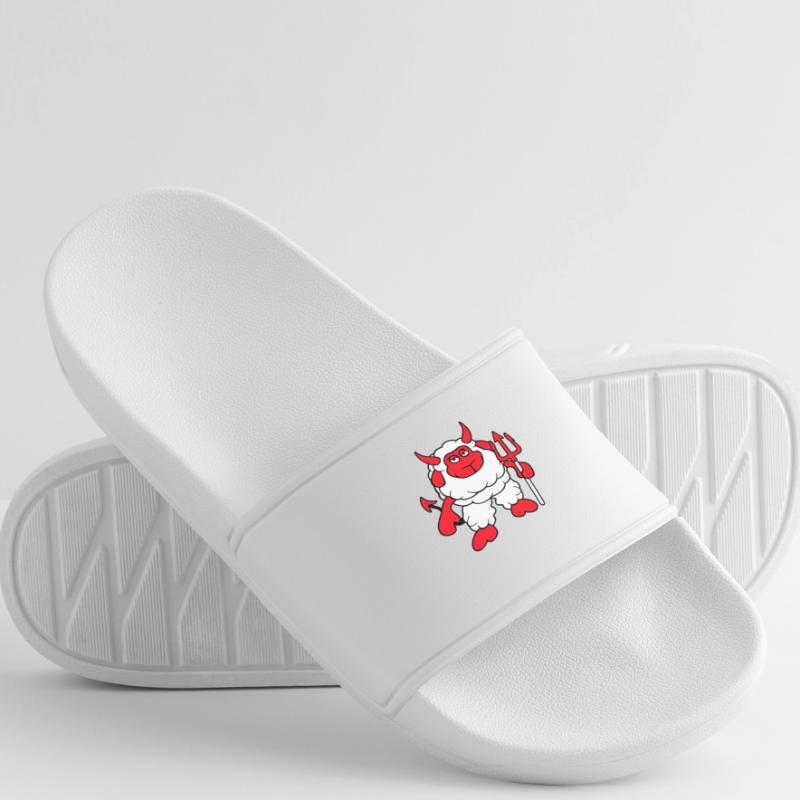 Sheep Devil Satan Hell Evil Trident Horns Cool Men’s Pool Sliders