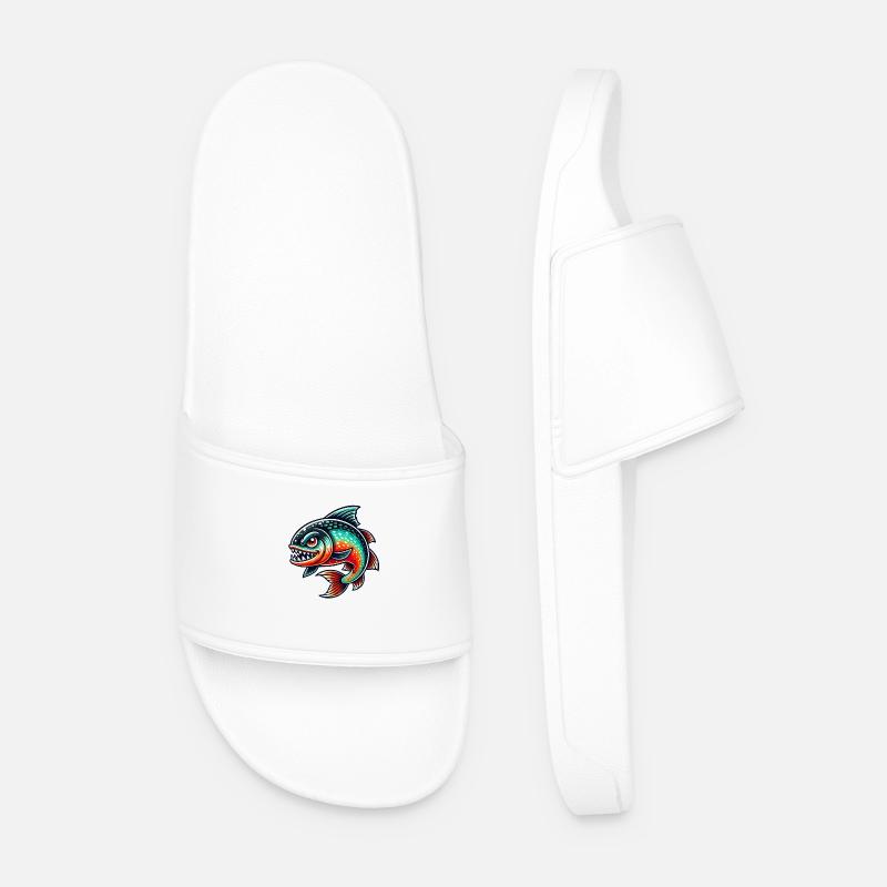 piranha comic - Men’s Pool Sliders - white