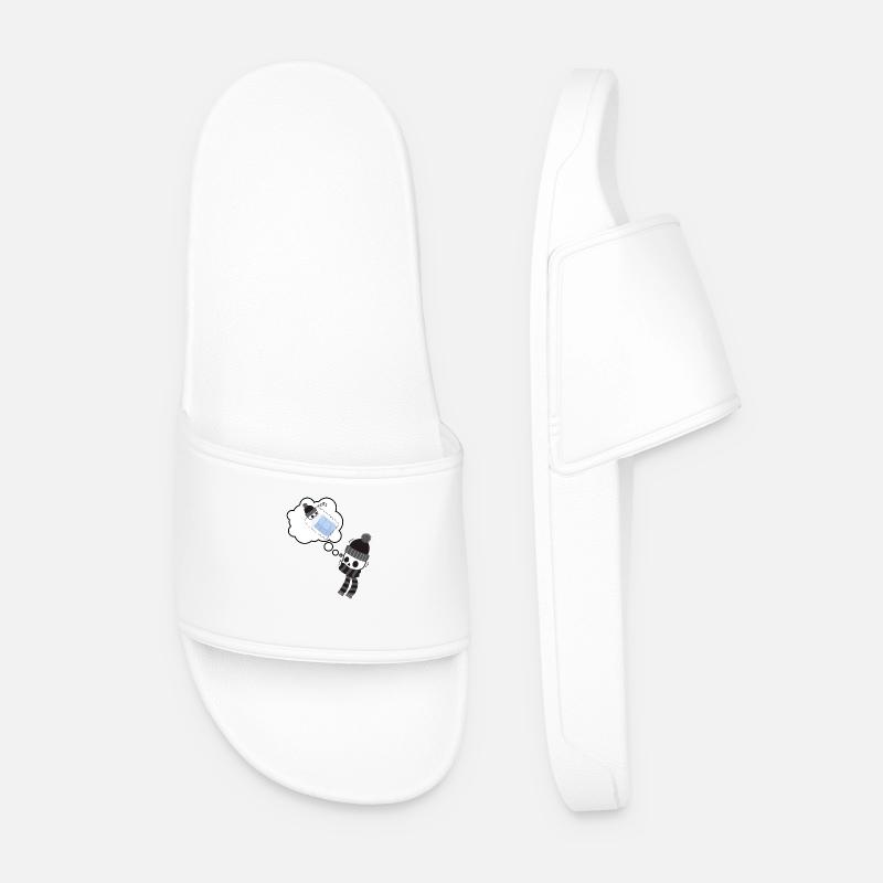 Wishful skeleton during winter - Men’s Pool Sliders - white