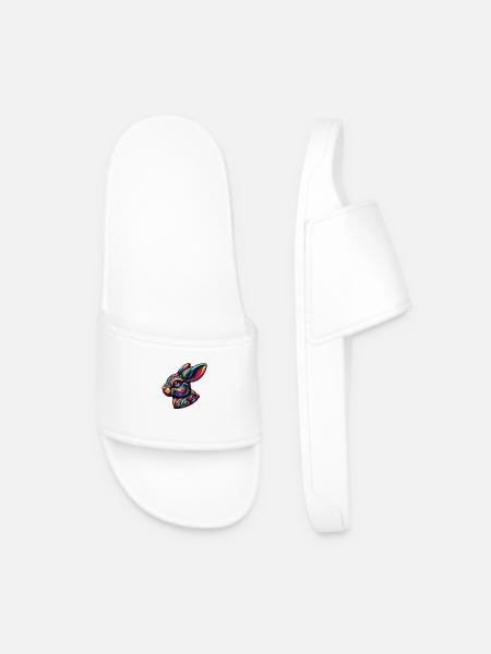 Abstract Rabbit Illustration - Men’s Pool Sliders - white