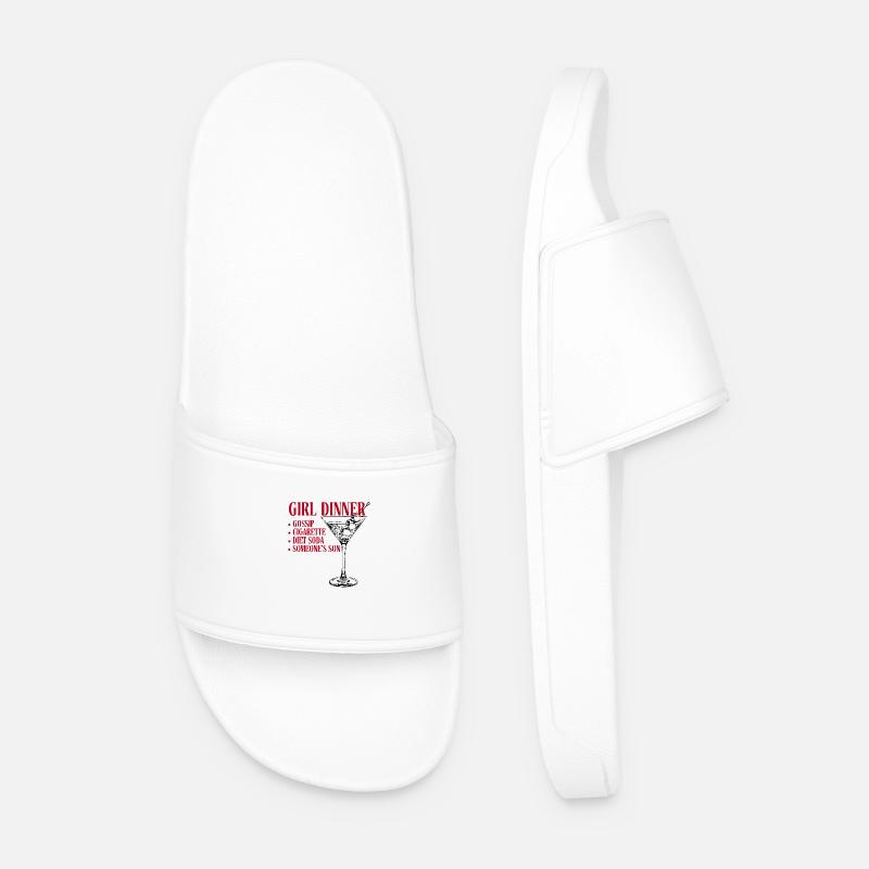 girl dinner red - Men’s Pool Sliders - white