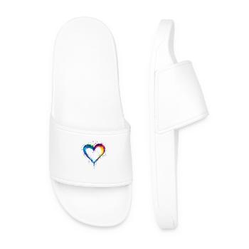 Colorful Heart Love Valentine's Day Gift - Men’s Pool Sliders - white - Front