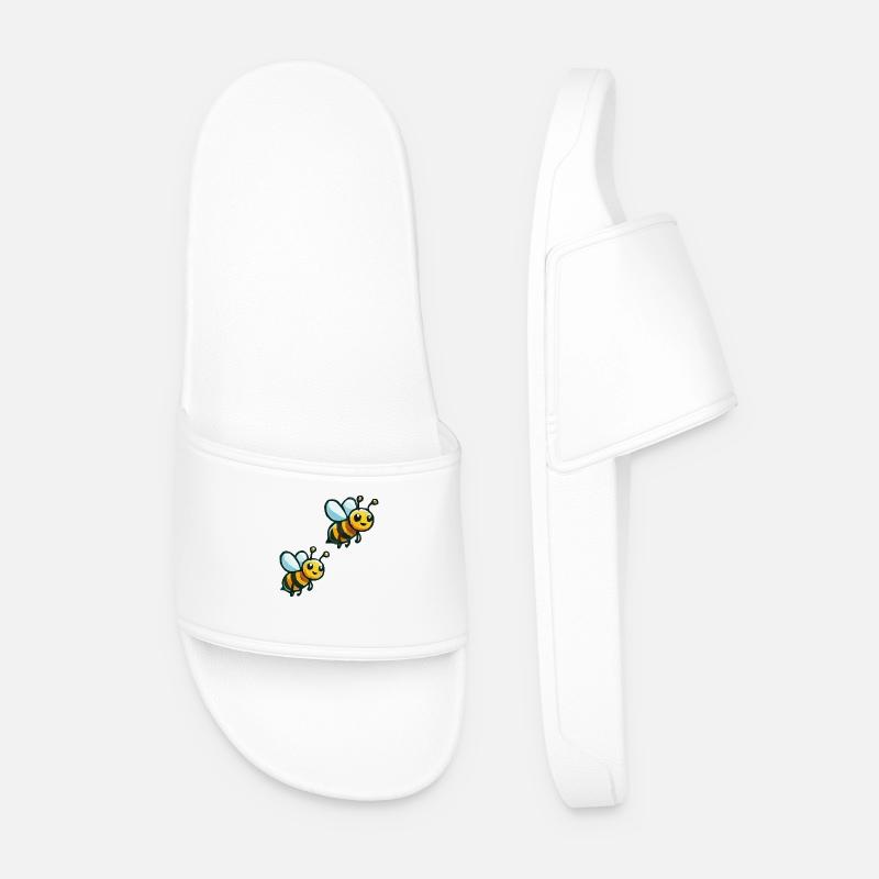 Bee Cartoon 2 - Men’s Pool Sliders - white