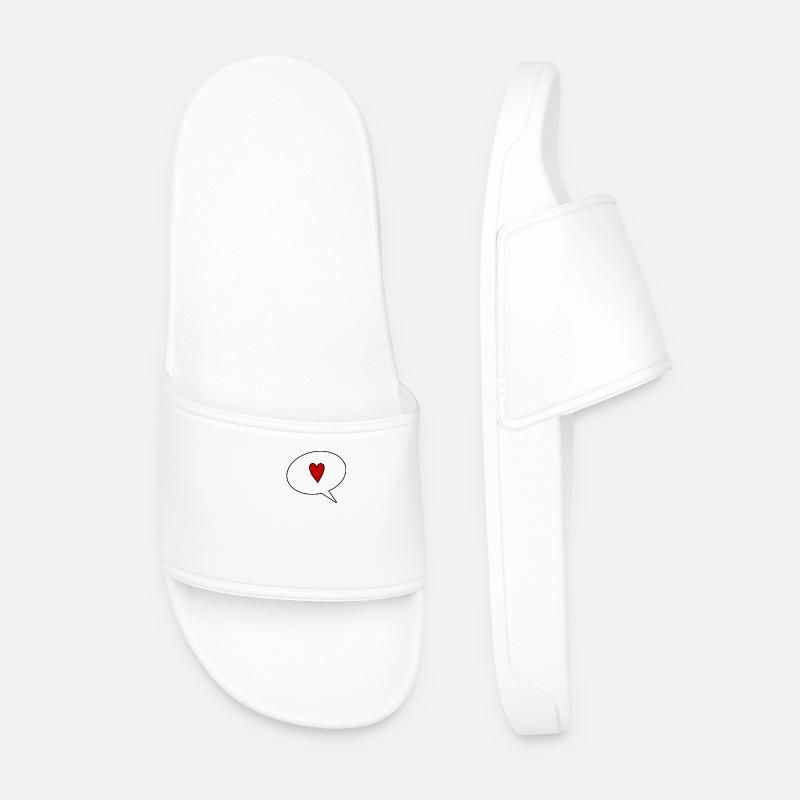 Speechbubble with Heart - Men’s Pool Sliders - white