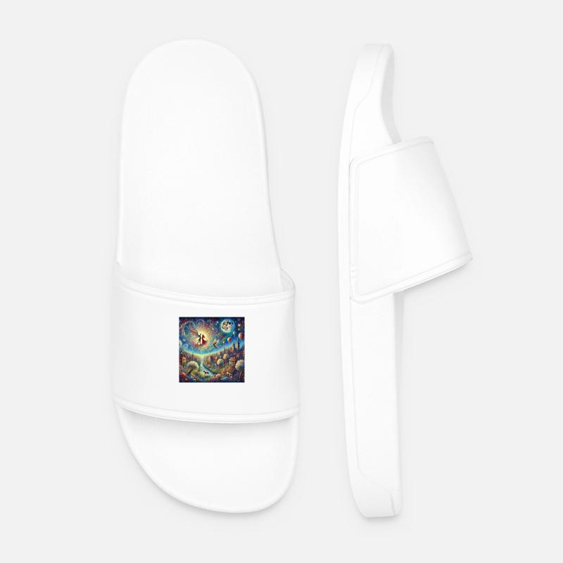 Lovers in Flight - Men’s Pool Sliders - white