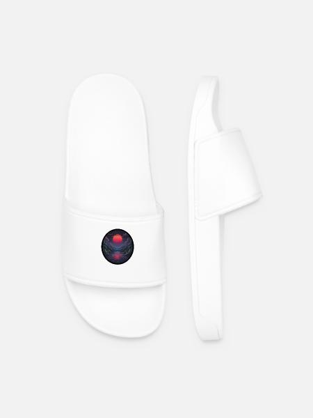 Pixel sunset over the water - Men’s Pool Sliders - white