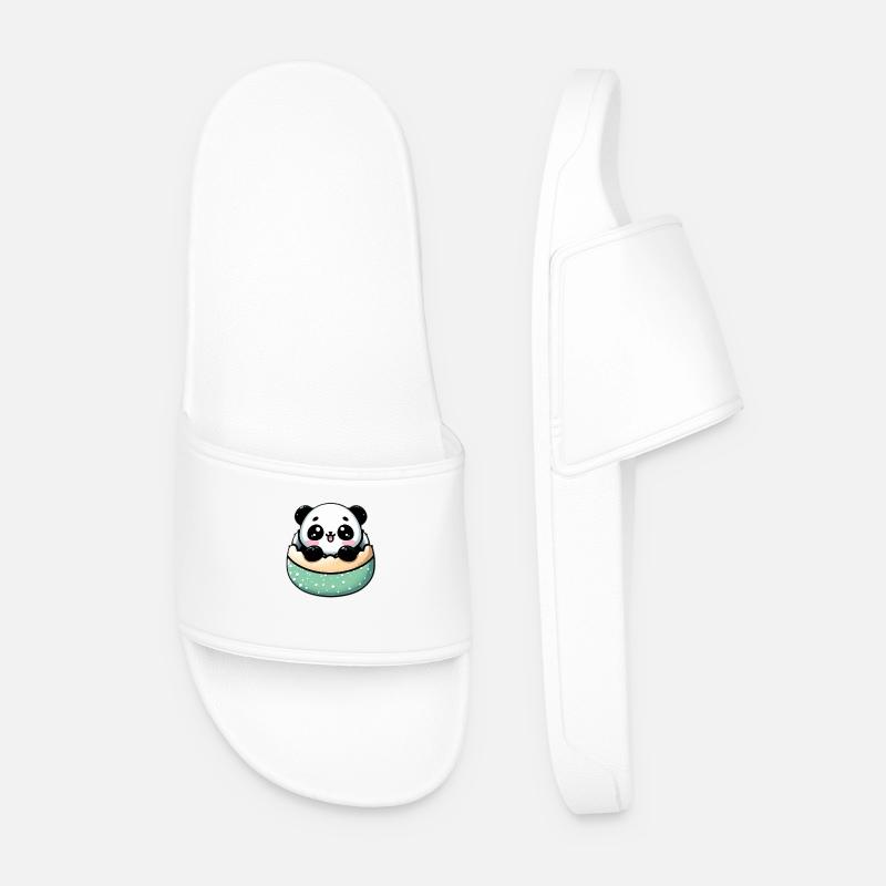 Panda Mochi mit Puderzucker - Männer Badelatschen - Weiß