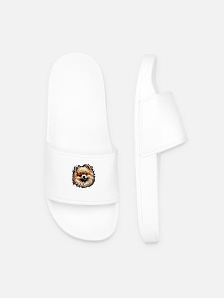 Pomeranian Pomeranian - Men’s Pool Sliders - white
