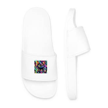 style de dessin animé de couleur néon chat chien art design cool - Claquettes Homme - blanc - Devant