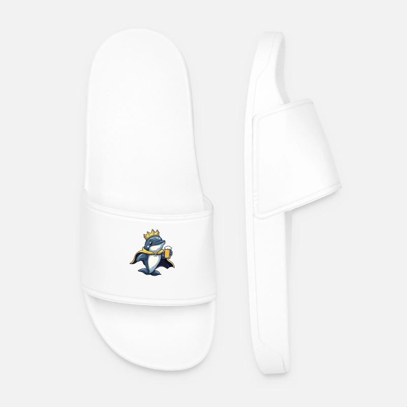 Dolphin Beer Funny - Men’s Pool Sliders - white