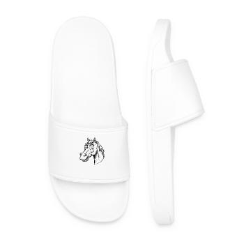 Horse Horses Riding Rider - Men’s Pool Sliders - white - Front