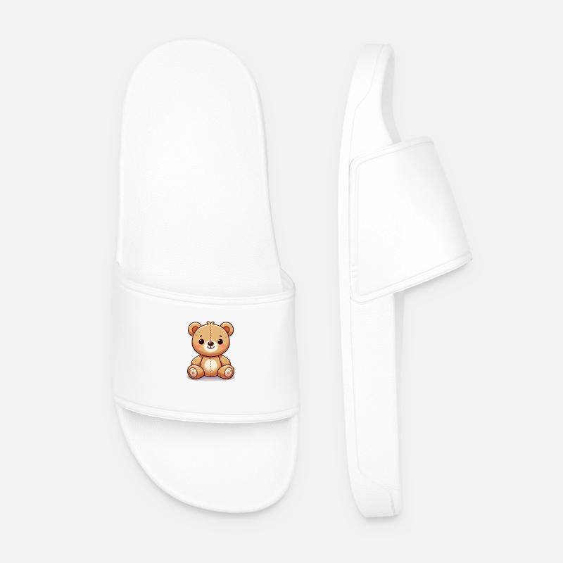 Teddy Bear Comic - Men’s Pool Sliders - white