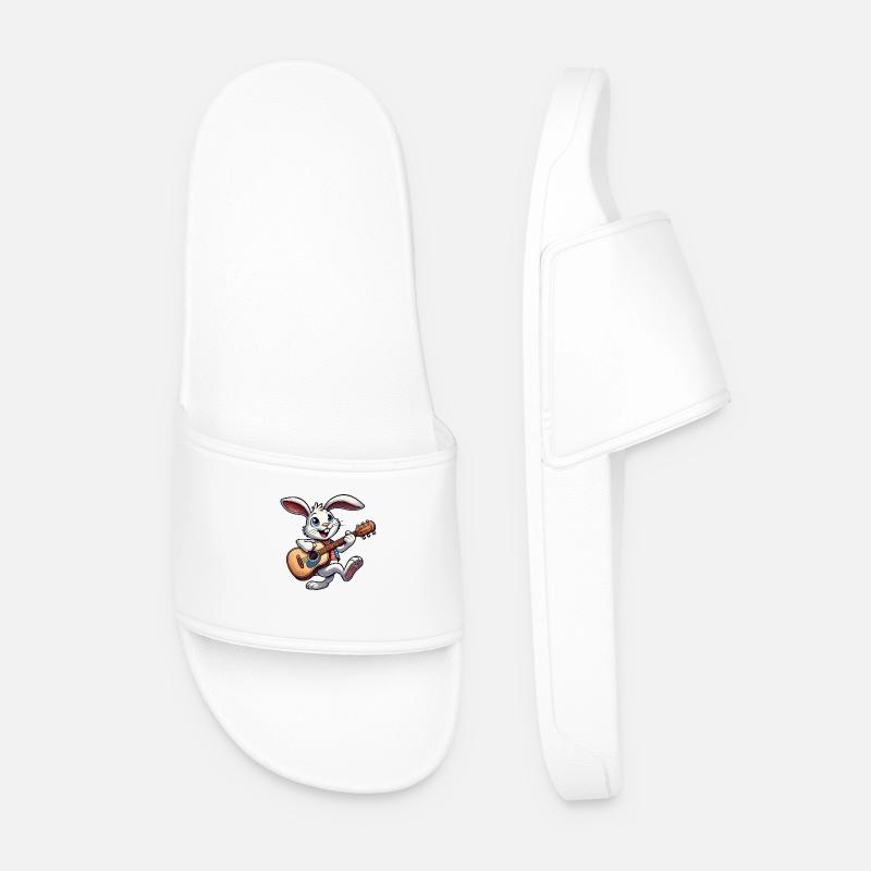 Bunny Guitar Comic - Men’s Pool Sliders - white