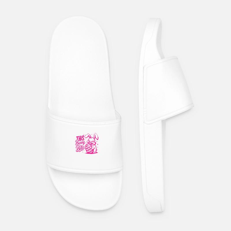 This Bunny Bites - Men’s Pool Sliders - white