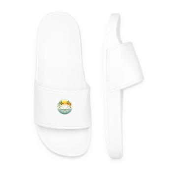 White Lotus Flower - Men’s Pool Sliders - white - Front