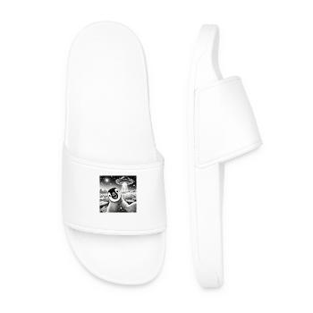Funny Penguin UFO Alien Alien Outer Space - Men’s Pool Sliders - white - Front