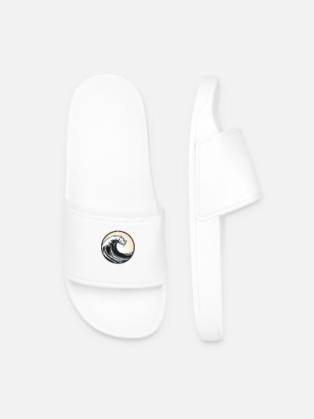 surfer gift, surf fan, big wave - Men’s Pool Sliders - white