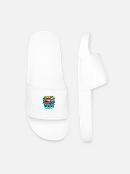 Bubblegum & Backbeats - Men’s Pool Sliders - white