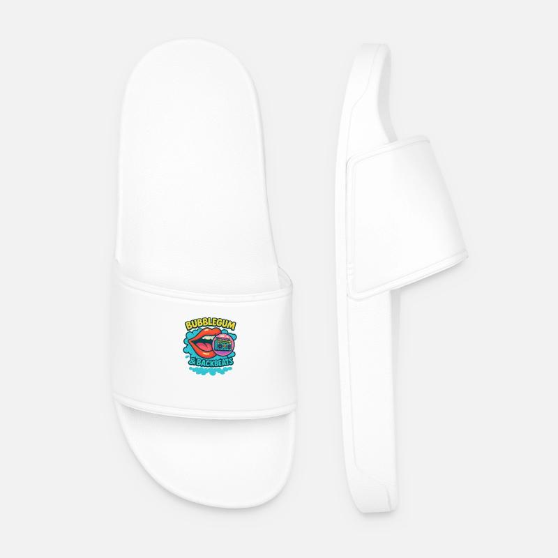 Bubblegum & Backbeats - Men’s Pool Sliders - white