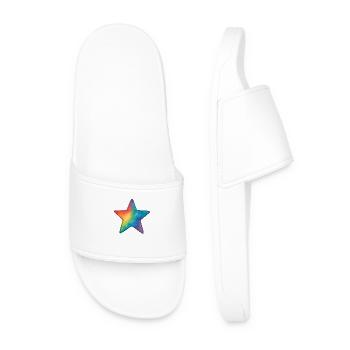 Watercolor Star – Colorful Star in Watercolor Style - Men’s Pool Sliders - white - Front