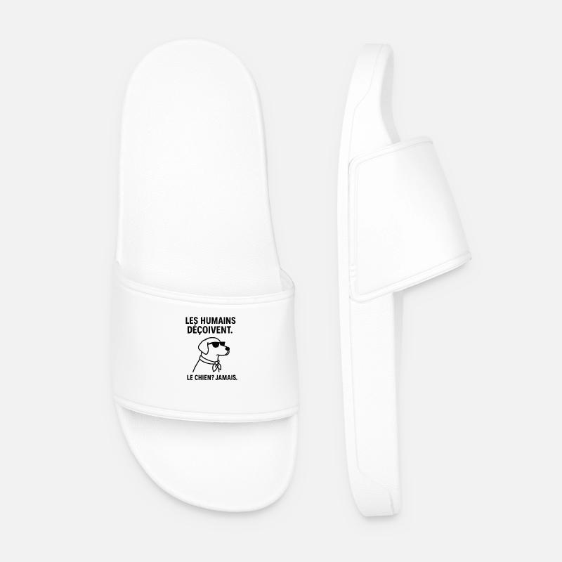 Humans disappoint, the dog? never - Men’s Pool Sliders - white