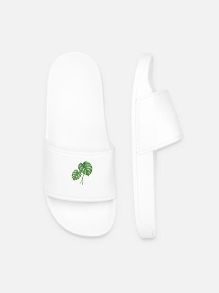 Monstera Leaves – Urban Jungle - Men’s Pool Sliders - white