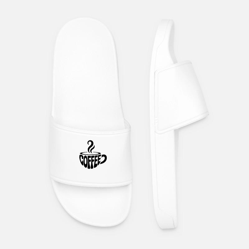 Coffee - Cool Café Logo - Men’s Pool Sliders - white