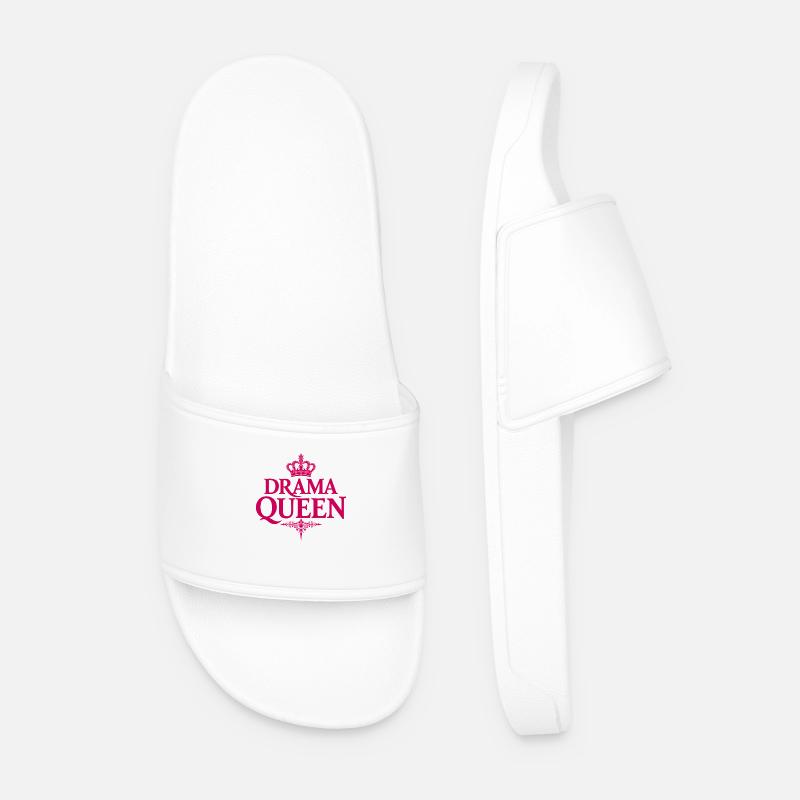 Drama Queen Crown Saying - Men’s Pool Sliders - white