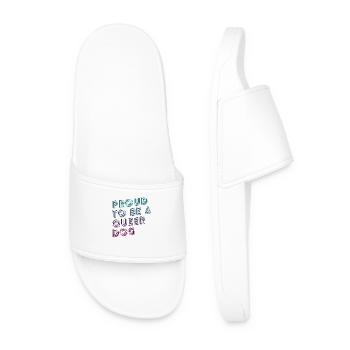Proud to be a Queer Dog Neon Shirt - Men’s Pool Sliders - white - Front