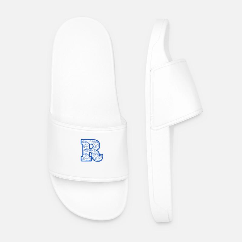 Letter r blue chinoiserie - Men’s Pool Sliders - white