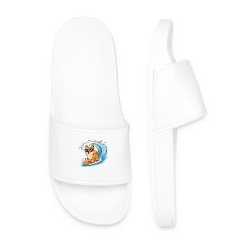 Shiba Surfing - Men’s Pool Sliders - white - Front