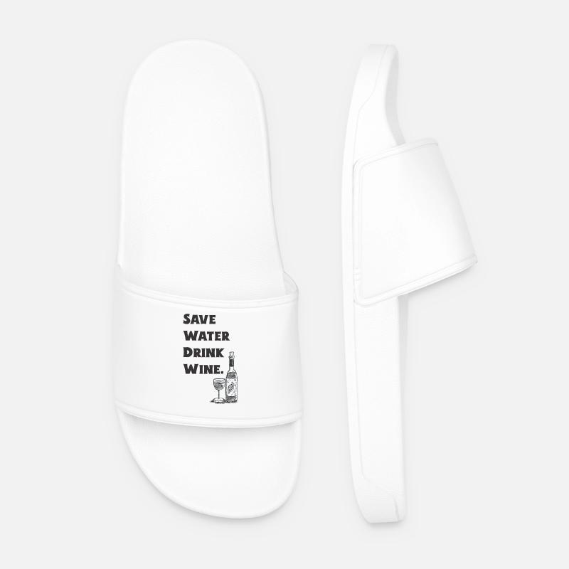 Save Water Drink Wine - Wein - Geschenk - Männer Badelatschen - Weiß