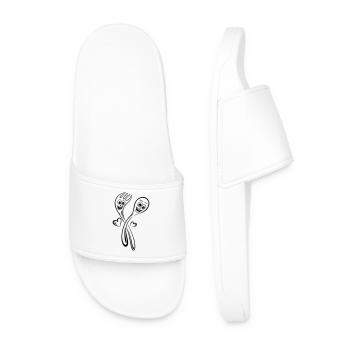 Spoon and fork with hearts. - Men’s Pool Sliders - white - Front