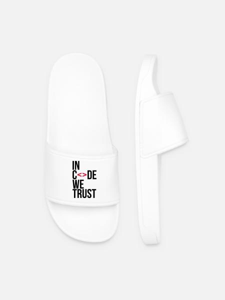 in code we trust ! - Men’s Pool Sliders - white
