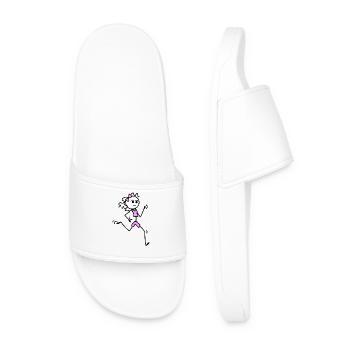 I run, runner girl with bow tie - Men’s Pool Sliders - white - Front