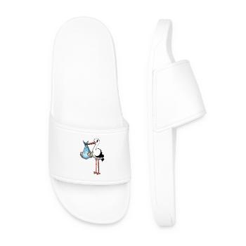 The stork and the baby boy - Men’s Pool Sliders - white - Front
