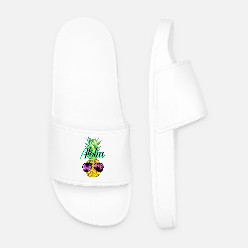Pineapple Aloha - Men’s Pool Sliders - white