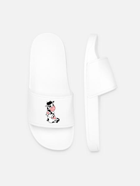 Famille de vaches - Vache avec bébé - Claquettes Homme - blanc