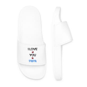DAD. FATHER's DAY. HAPPY BIRTHDAY DAD. HAPPY BIRTHDAY - Men’s Pool Sliders - white - Front